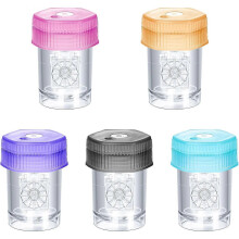 (Innovative style) 5 Pcs Contact Lens Barrel Cases Contact Lens Cleaner Contact Washer Manual Rotation Contact Lens Cleaning Container for Eyes Care