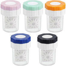 (Classic style) 5 Pcs Contact Lens Barrel Cases Contact Lens Cleaner Contact Washer Manual Rotation Contact Lens Cleaning Container for Eyes Care
