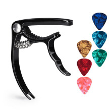 Gitarre Capo Gitarre Zubehoer Ausloeser Capo mit 6 freien Gitarren Tipps fuer akustische und elektrische Gitarren - auch Ukulele und Banjo Capos