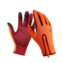 (M, Orange) Outdoor Winter Gloves, Touchscreen and Windproof Full-Finger Gloves for Sports, Travel,Motorcycle and Daily Activities