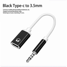 (Black) 3.5mm Male to Type C Female Audio Cable Cord, Analog Audio Jack Headphone Audio Adapter for MP3 Player Laptop