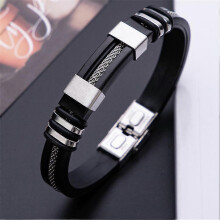 (black) Oveallgo Sugarfirm Titanium Wristband Stainless Steel Electroplated Bracelets