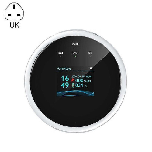 (UK) Wifi Gas Leak Sensor Led Display Screen Combustible Alarm Temperature Detecto