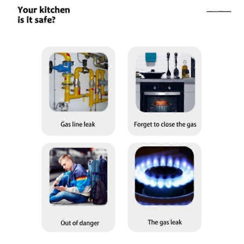 (US) Wifi Gas Leak Sensor Led Display Screen Combustible Alarm Temperature Detecto 2