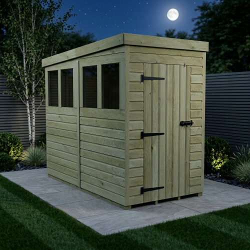 4 x 8 Pent Shed Tanalised (Single Door, With Windows) 2