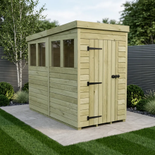 4 x 8 Pent Shed Tanalised (Single Door, With Windows)