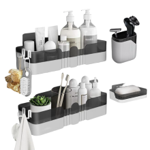 Estante de baño Set 2x Estantes 1x Soporte para cepillos de dientes 1x Jabonera — accesorios ducha