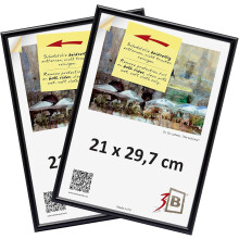 Cadre photo en bois A4 21x30 cm, lot de 2 pièces, élégant, noir — mur de cadres, cadre diplôme, cadres affiches