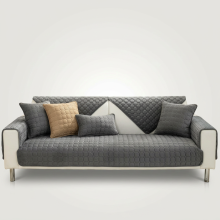 Couvre-canapé pour canapé convertible housse universelle en velours antidérapante grise — housse velours canapé