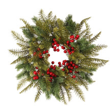 1St Kunststof Krans Groen Rood Kerstfeest Decoratie