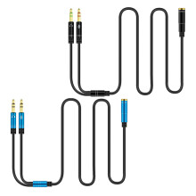 2St Mic Audio Headphone Splitter Met Duurzame Aluminium Behuizing