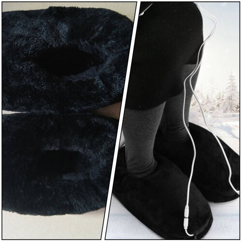 1Paar USB Warmteslippers Draadloos Wol Winter 2