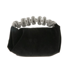 1St Glanzende Rhinestone Handtas Feesten in Zwart Fluweel