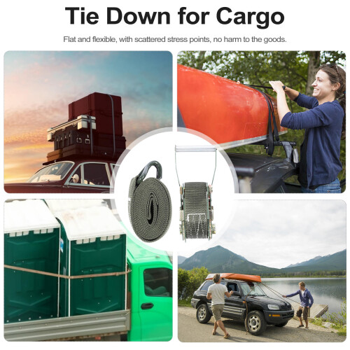 1Set Tie Down Strap Groen Voor Het Vastzetten Van Vracht