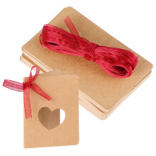 50Blank Kraft Hart Hanglabels Met Rood Voor Feestdecoratie