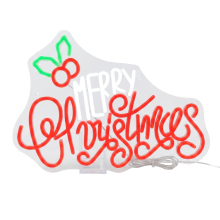 Néon de Noël LED « Merry Christmas » décoratif mural multicolore 30 x 42 cm — décorations de noël, lettre lumineuse led