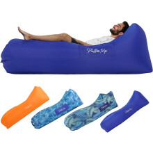 Transat Gonflable Portable Canapé Dossier d’Air Ergonomique Bleu — matelas de plage, chaise pique nique