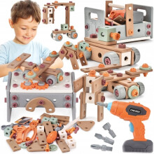 Blocs de Construction Set du Petit Bricoleur avec Outils 216 Pièces — jouets éducatifs montessori, établi pour enfant