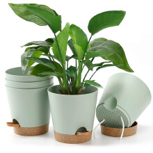 5 PCS Self Watering High Drainage Plant Pots for Indoor 7 Inch