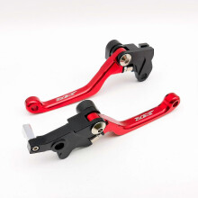 Dirt Bike Brake Clutch Levers Adjustable Replacement for Honda XR150L Red Black (REDGlossy)