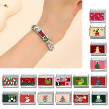 (1) Christmas Theme Beads Charm Link Fashion Accessary Modular Bracelet Making Supplies Unique Module Suitable for Jewelry Multicolor