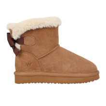 (2 UK, Tan) Jack Wills Childrens/Kids Suede Bow Ankle Boots