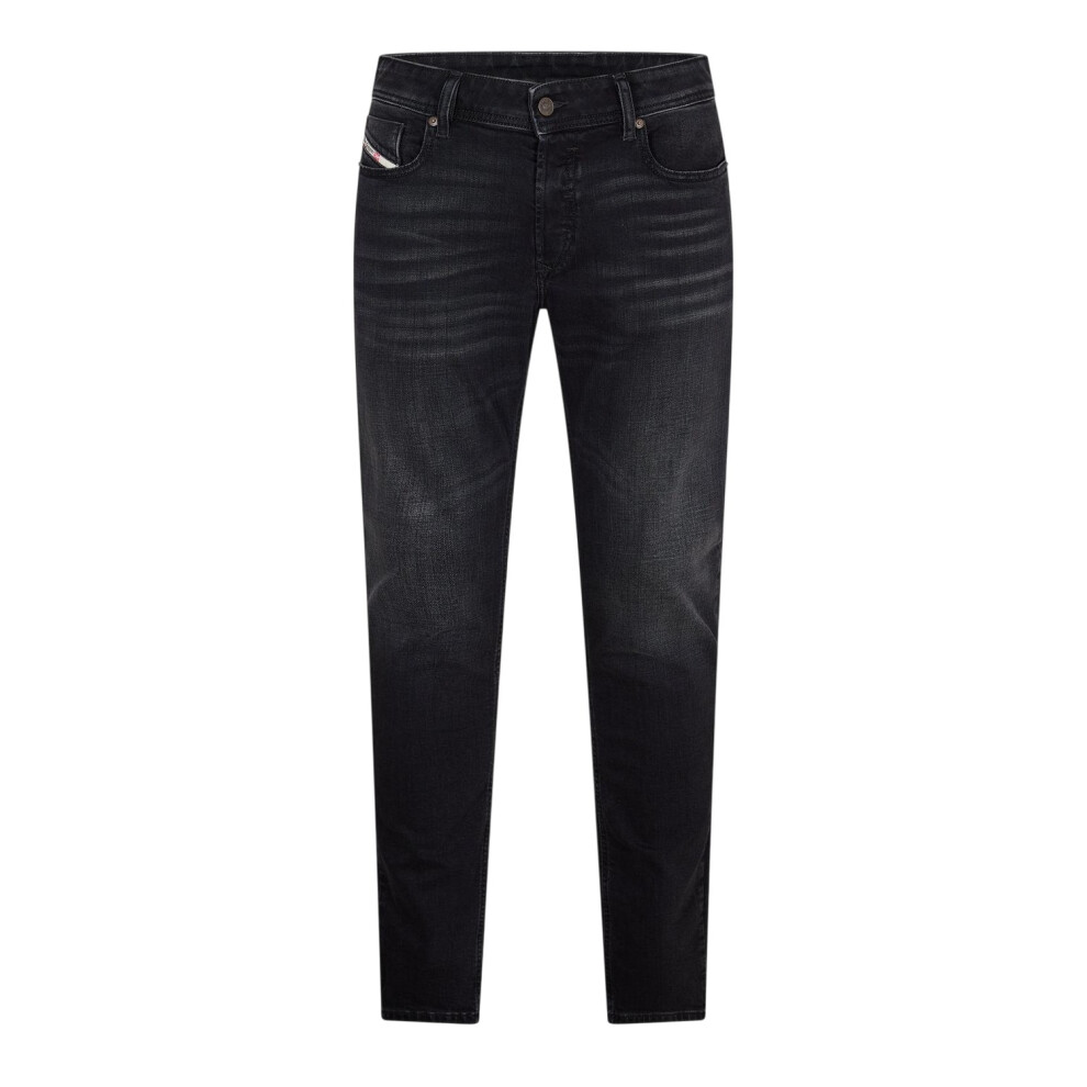 Diesel (31R, Black/Grey/Denim) Mens Denim 5 Pockets Straight Jeans