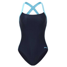 (16 UK, Navy) Slazenger Womens/Ladies Tie Up Back One Piece Swimsuit