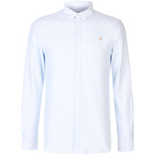 (XXS, Sky Blue) Farah Mens Vintage Oxford Long-Sleeved Button-Down Shirt