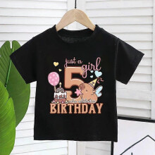 (150) Summer New Cartoon Capybara Girl Birthday Children Tee T-Shirt Short Sleeve Kids Number Tee Shirt Tops Cute Capy Toddler Clothes