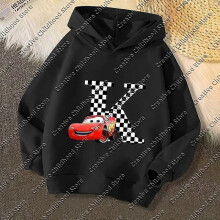 (120) Spring Disney Car Pixar Lightning McQueen Letter A B C D Name Print Kids Pullover Girls Clothes Baby Boys Hoodie Children Tops