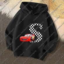 (150) Spring Disney Car Pixar Lightning McQueen Letter A B C D Name Print Kids Pullover Girls Clothes Baby Boys Hoodie Children Tops
