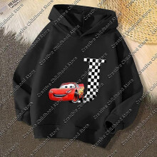 (120) Spring Disney Car Pixar Lightning McQueen Letter A B C D Name Print Kids Pullover Girls Clothes Baby Boys Hoodie Children Tops