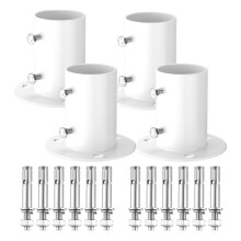 4 Pieces Stainless Steel Deck Flanges White Flange Rod End Holder Pool Deck Anchors Pool Handrail Flange