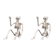 2X Halloween-Skelettdekorationer, Rörligt Plastskelett, Helkroppsskelett med Rörliga Leder