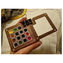 Tragbare Skizzenbuch-Palette, 15 FäCher, -Reise-Farbpalette Aus Holz, Magnetische Palettenbox für Aquarellmalerei.