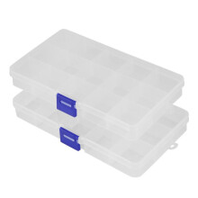 Plastic Organizer Box, 2 Pack Clear Bead Organizer for Jewelry Tackle Earring Beads(15 Grids)