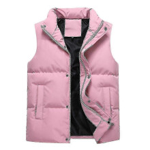 (S, Pink) Men's Stand Collar Vest Winter Casual Waistcoat