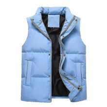 (XL, Sky blue) Men's Stand Collar Vest Winter Casual Waistcoat