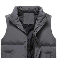 (4XL, Grey) Men's Stand Collar Vest Winter Casual Waistcoat