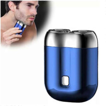 (blue) Latest Model USB Rechargeable Electric Shaver for Men - Portable Mini Dual-blade Washable Travel Razor