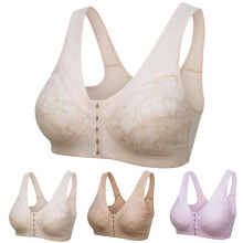 (38/85bc, Purple) Women's Solid Color Front Hook Brassiere Ladies Printed Soft Full Cup Bra Underwear