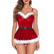 (M) Christmas Lingerie For Womens Santa Lingerie One-piece Set