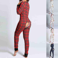 (Xxxl, Pink) Autumn And Winter Women Fashion Homewear Cute Printing Functional Buttoned Flap Adults Sleepwear One Piece Pajamas