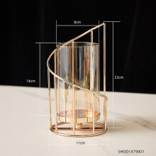 (Height 22cm) Romantic Crystal Candle Cups Living Room Home Decoration Wedding Table European Geometric Candle Holders Golden Iron Candle Holders