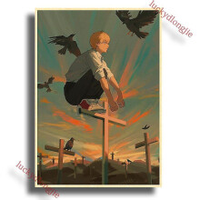 (42x30cm(a3), 30) Chainsaw Man Anime Poster Retro Kraft Paper Vintage Home Decor Painting Living Picture Gift Wall Stickers Cafe Decor Art Wal