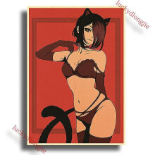 (42x30cm(a3), 33) Chainsaw Man Anime Poster Retro Kraft Paper Vintage Home Decor Painting Living Picture Gift Wall Stickers Cafe Decor Art Wal