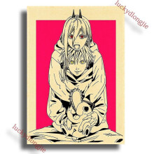 (42x30cm(a3), 13) Chainsaw Man Anime Poster Retro Kraft Paper Vintage Home Decor Painting Living Picture Gift Wall Stickers Cafe Decor Art Wal