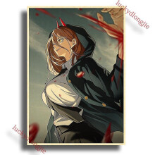 (42x30cm(a3), 22) Chainsaw Man Anime Poster Retro Kraft Paper Vintage Home Decor Painting Living Picture Gift Wall Stickers Cafe Decor Art Wal