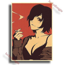 (42x30cm(a3), 38) Chainsaw Man Anime Poster Retro Kraft Paper Vintage Home Decor Painting Living Picture Gift Wall Stickers Cafe Decor Art Wal